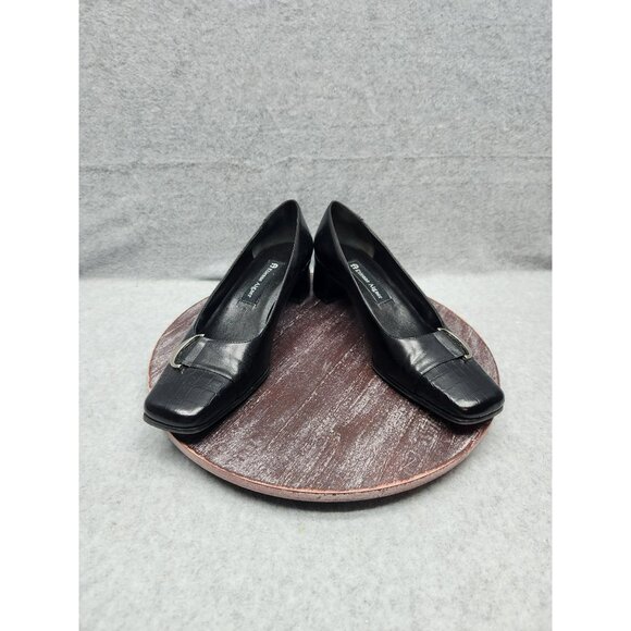 Etienne Aegner Manzoni Womens Black Croc-Embossed Leather Heels Size 8 - Picture 2 of 16